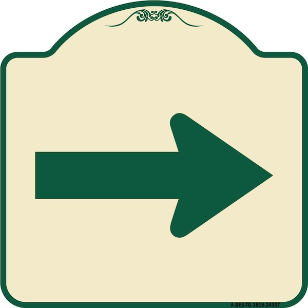 Designer Series Sign Arrow Green, Tan & Green Heavy-Gauge Aluminum Sign, 18" x 18", TG-1818-24337